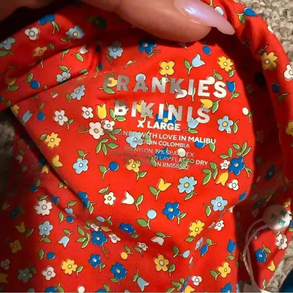 NWT Frankie’s Bikinis Kealy Tie Side Cheeky Bikini Bottom Seaside Farm- Size XL